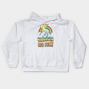 Unicorns Are Real! Rainbow Graphic Design Logo T-Shirt Kids Hoodie